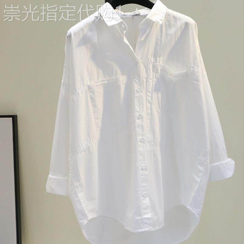 潮牌衬衫女春夏新款日系少女感简约宽松大码遮肉正肩防晒外套上衣