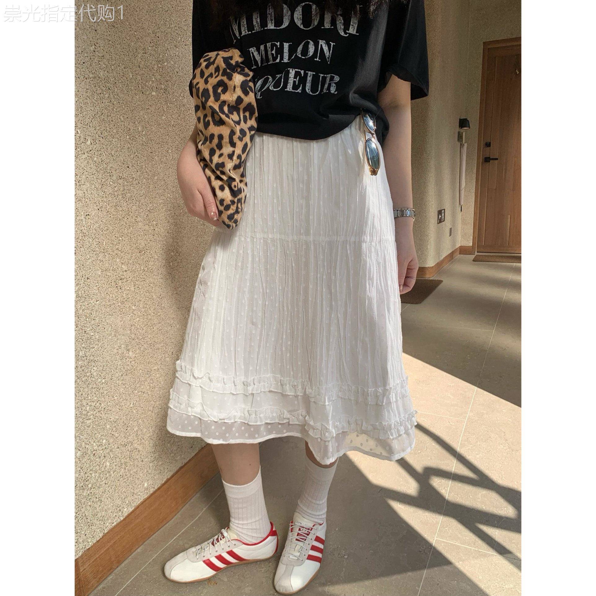 蕾丝半身裙女2026夏季新款设计感木耳边宽松显瘦休闲百搭a字短裙