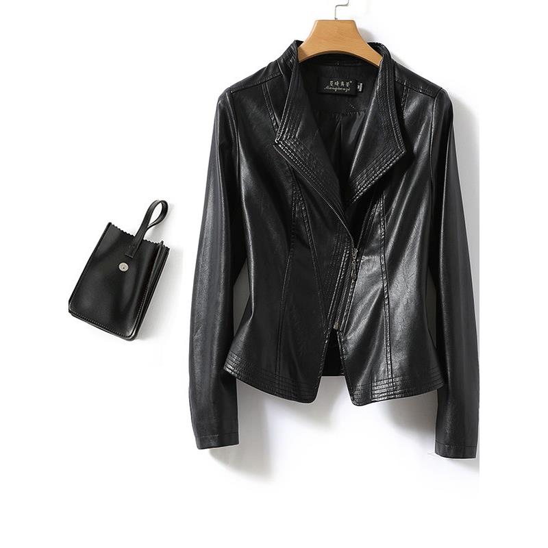 高档轻奢羊皮皮衣女士秋冬新款百搭时尚修身黑色短款真皮夹克外套