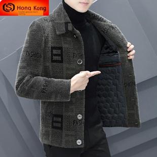 羊绒大衣男款秋冬季短款加绒加厚西装中长款高端男士羊毛呢子外套