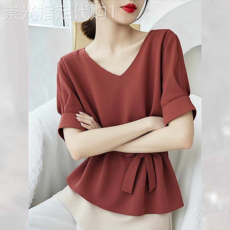 V领短袖衬衫高级感宽松女夏季2026年新款洋派减龄上衣超好看小衫