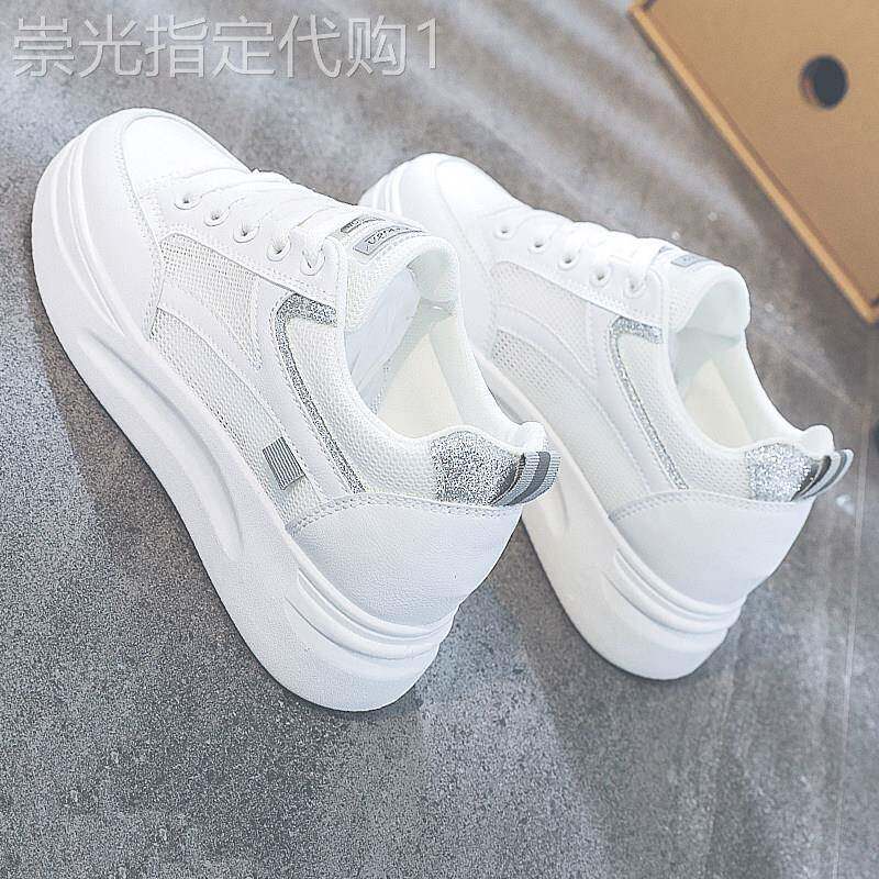 内增高网面小白鞋女夏季薄款2025新款百搭厚底网鞋透气滑板鞋配裙