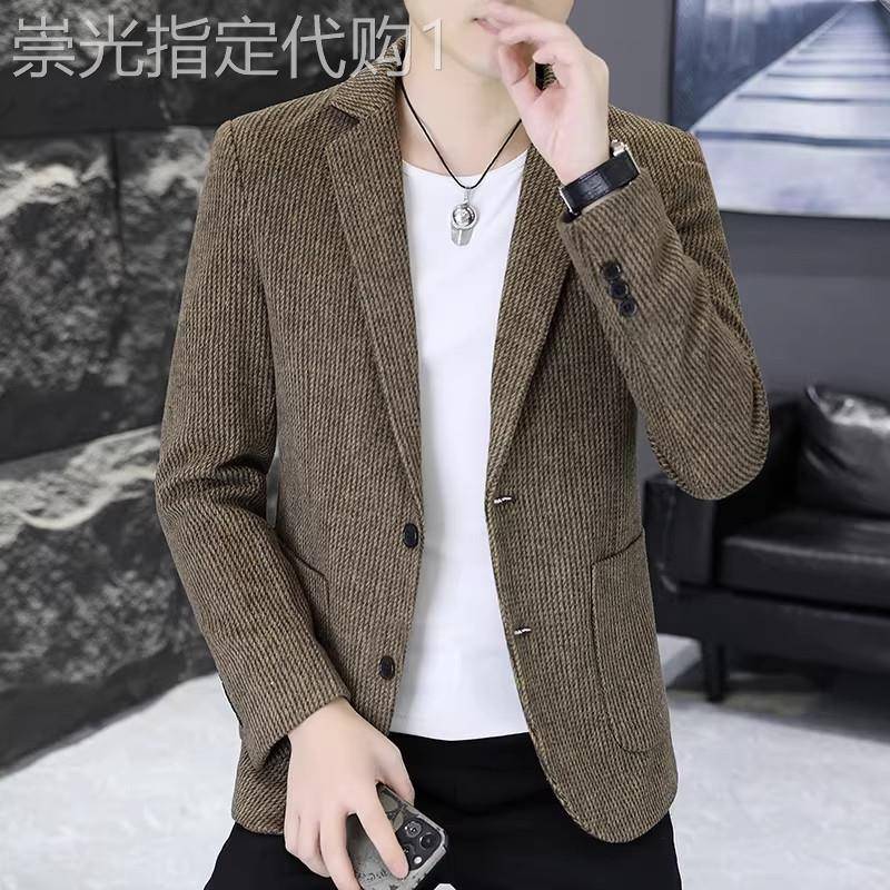 潮牌高档两粒扣西服男士秋季新款时尚帅气小西装上衣休闲百搭男装