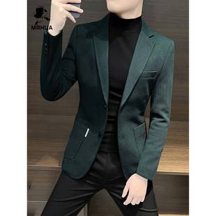 欧洲站男士小西装外套秋冬季新款高级感男装商务轻奢痞帅休闲西服