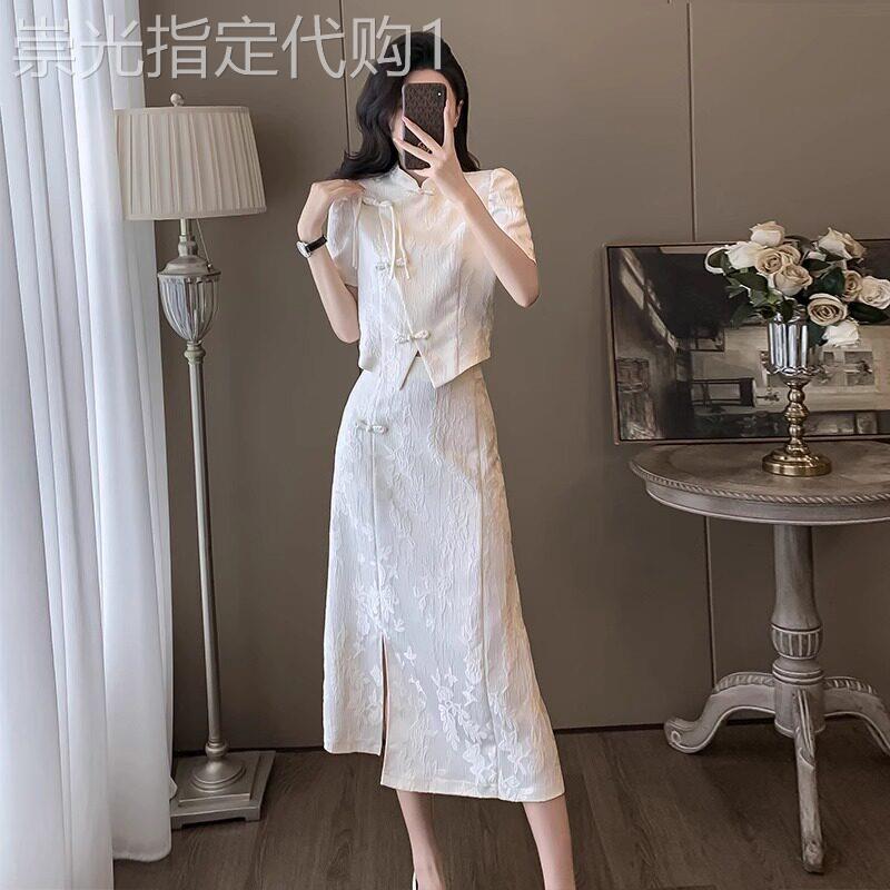 欧洲站新中式旗袍休闲运动套装裙女2026新款夏季时尚半身裙两件套
