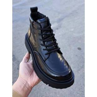 2025秋冬新款真皮马丁靴头层牛皮中帮短靴加绒保暖男士韩版男皮鞋