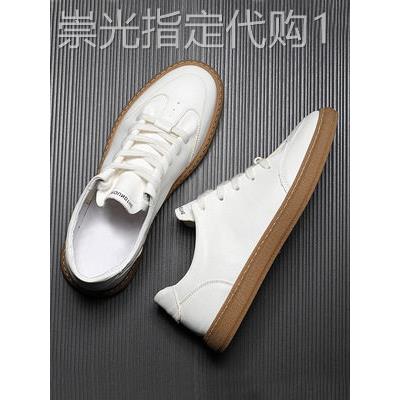 男鞋子秋季透气休闲运动板鞋潮流百搭头层牛皮阿甘潮鞋真皮小白鞋