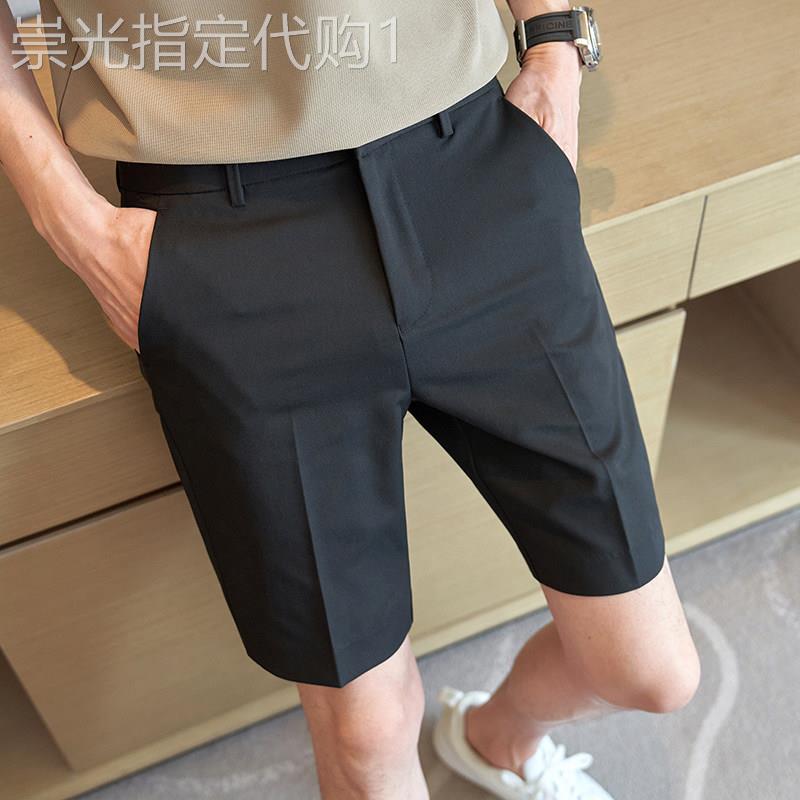 男士西装短裤夏季商务冰丝五分裤5分裤子男高级感时尚休闲五分西
