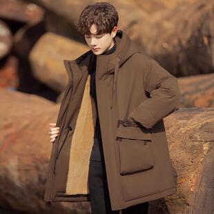 MAROLIO冬季羽绒服男士高端外套中长款兔毛内胆派克服男装加厚潮