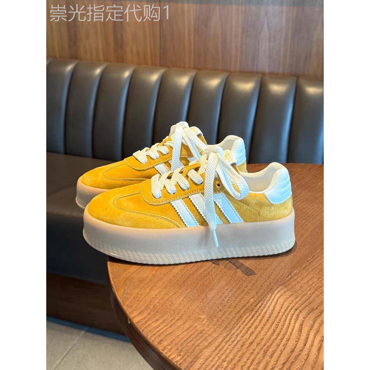 香港真皮厚底女式道德训练鞋2025秋季新款热款式内增高运动阿甘鞋