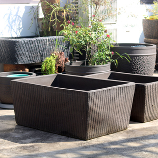 长方形陶瓷紫砂鱼缸水景鱼盆水培水缸方花箱陶瓷缸假山盆绿植种菜