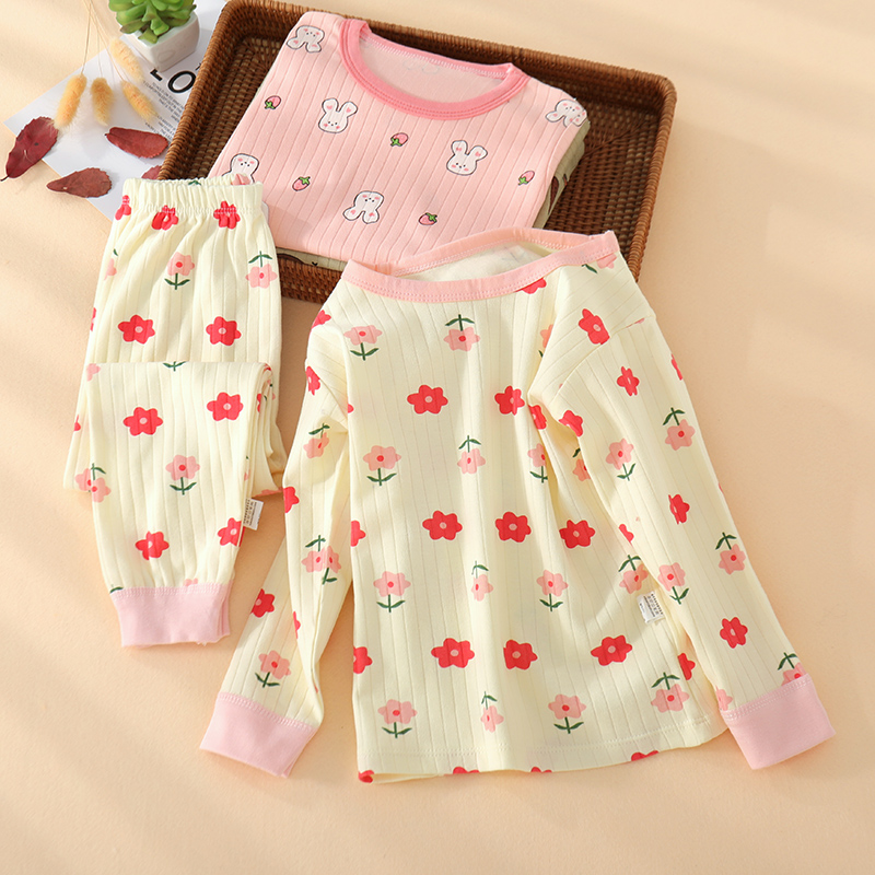 女童秋冬纯棉睡衣男童春季居家服儿童秋衣秋裤套装宝宝全棉内衣