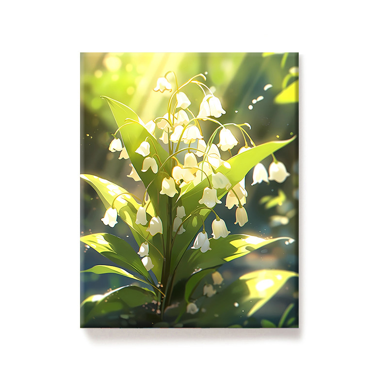 窗前铃兰手绘数字油画diy填充手工解闷花卉画画填色治愈系丙烯画