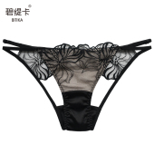 镂空透明低腰春夏诱惑女士三角裤 桑蚕丝性感内裤 头 细带蕾丝裤 女