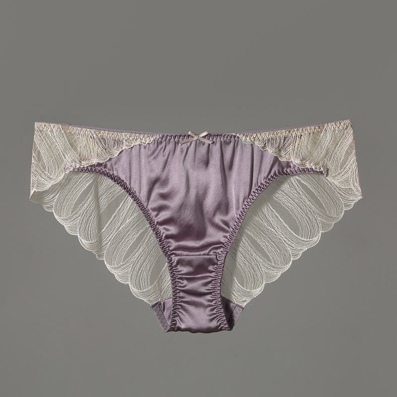 桑蚕丝性感女士内裤蕾丝三角裤