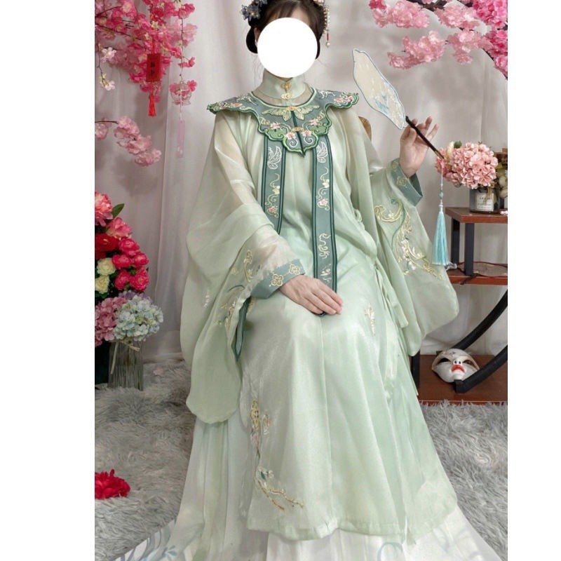 紫衿汉服女明制斜襟立领长衫齐腰褶裙传统汉服云肩春夏端庄日常款