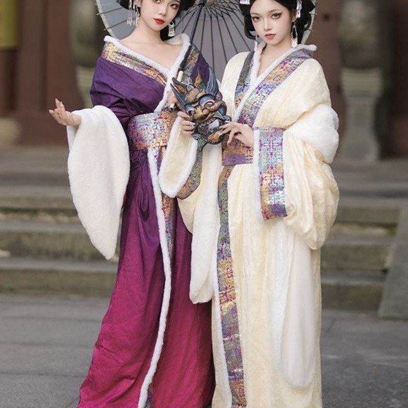 原创汉服战国袍女交领复原直裾新款宫廷南北朝古装秋冬刺绣魏晋风