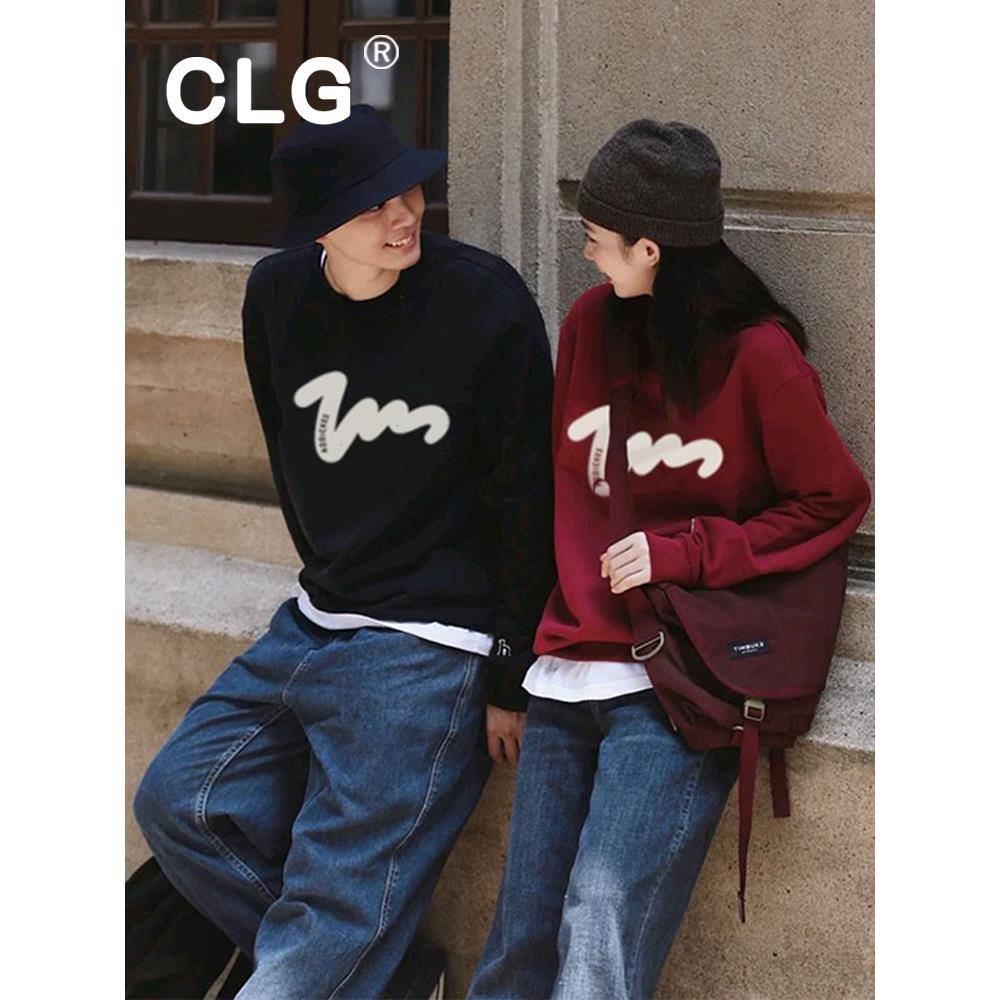 香港时尚品牌不同夫妇穿圆领男女运动衫薄毛巾布时尚春秋季宽松和