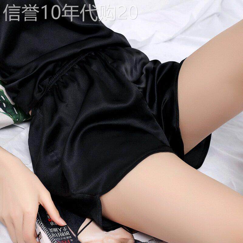 韩国真丝黑色短裤外穿女夏季新款简约宽松显瘦桑蚕丝裤舒适内搭裤