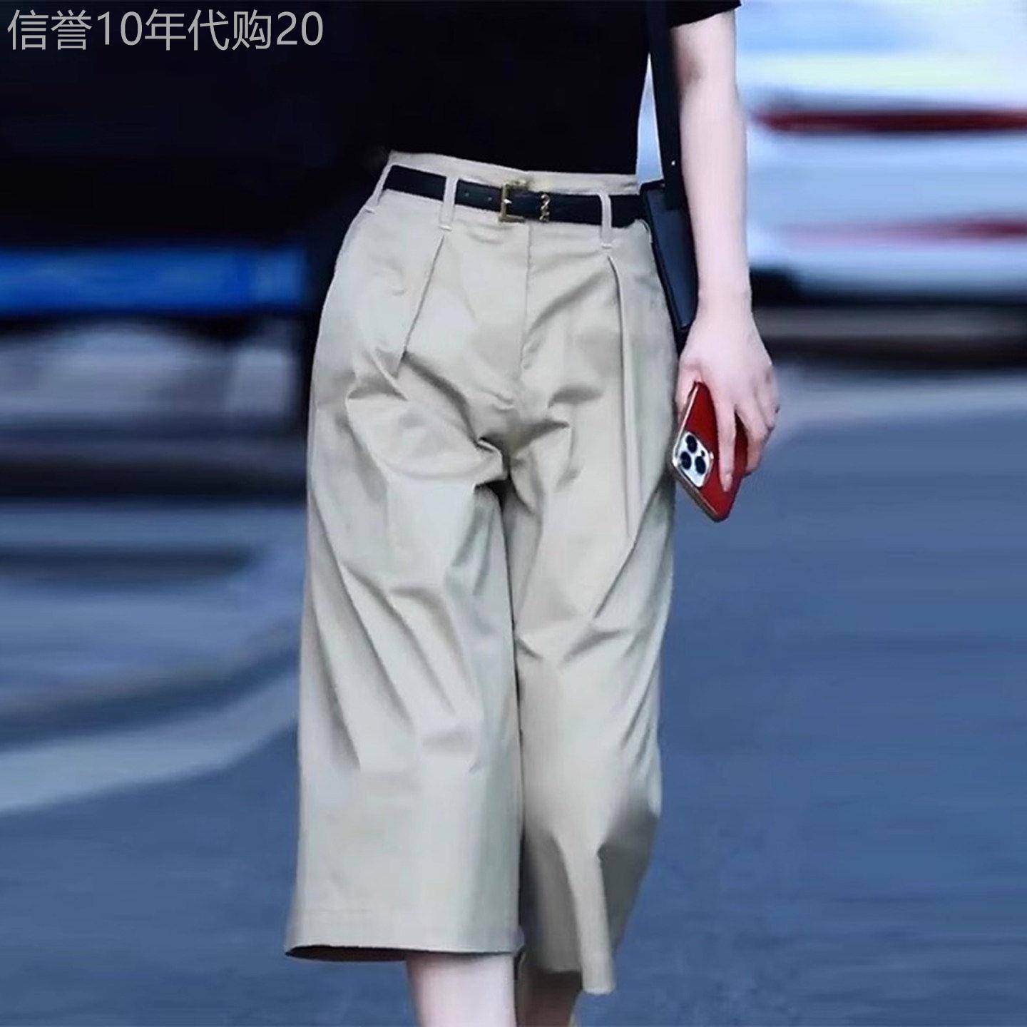 复古直筒阔腿西装裤女2026年夏季新款高腰褶皱宽松冰丝六分七分裤