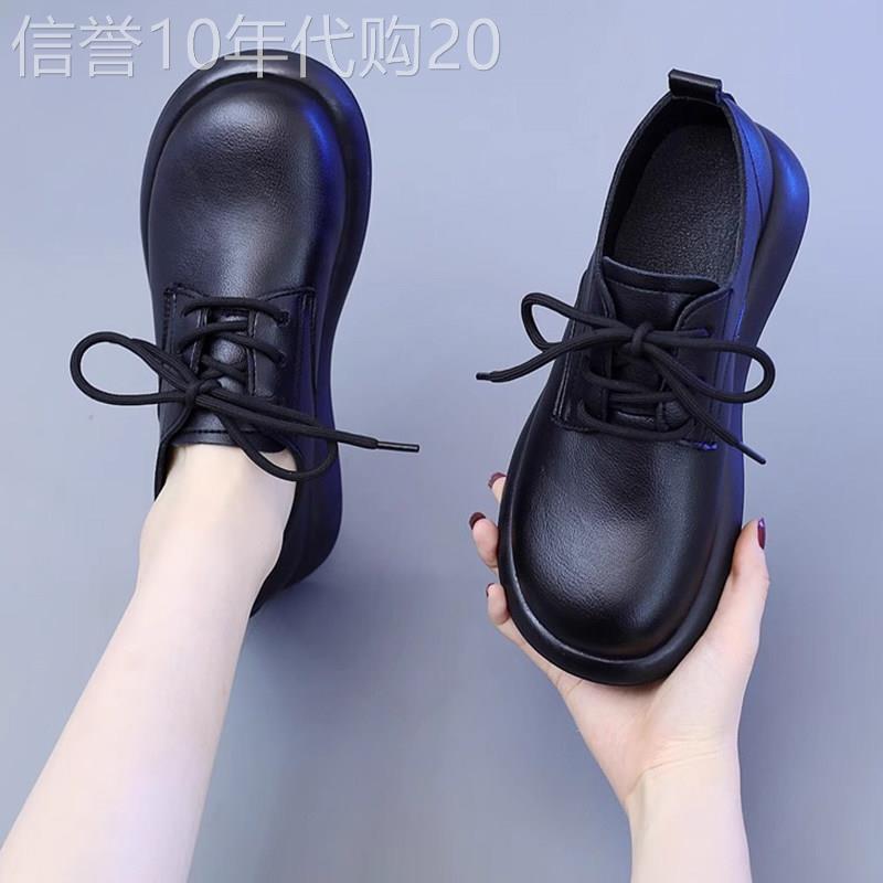 真皮英伦风小皮鞋女2025秋季新款平底黑色单鞋防滑软底低帮乐福鞋