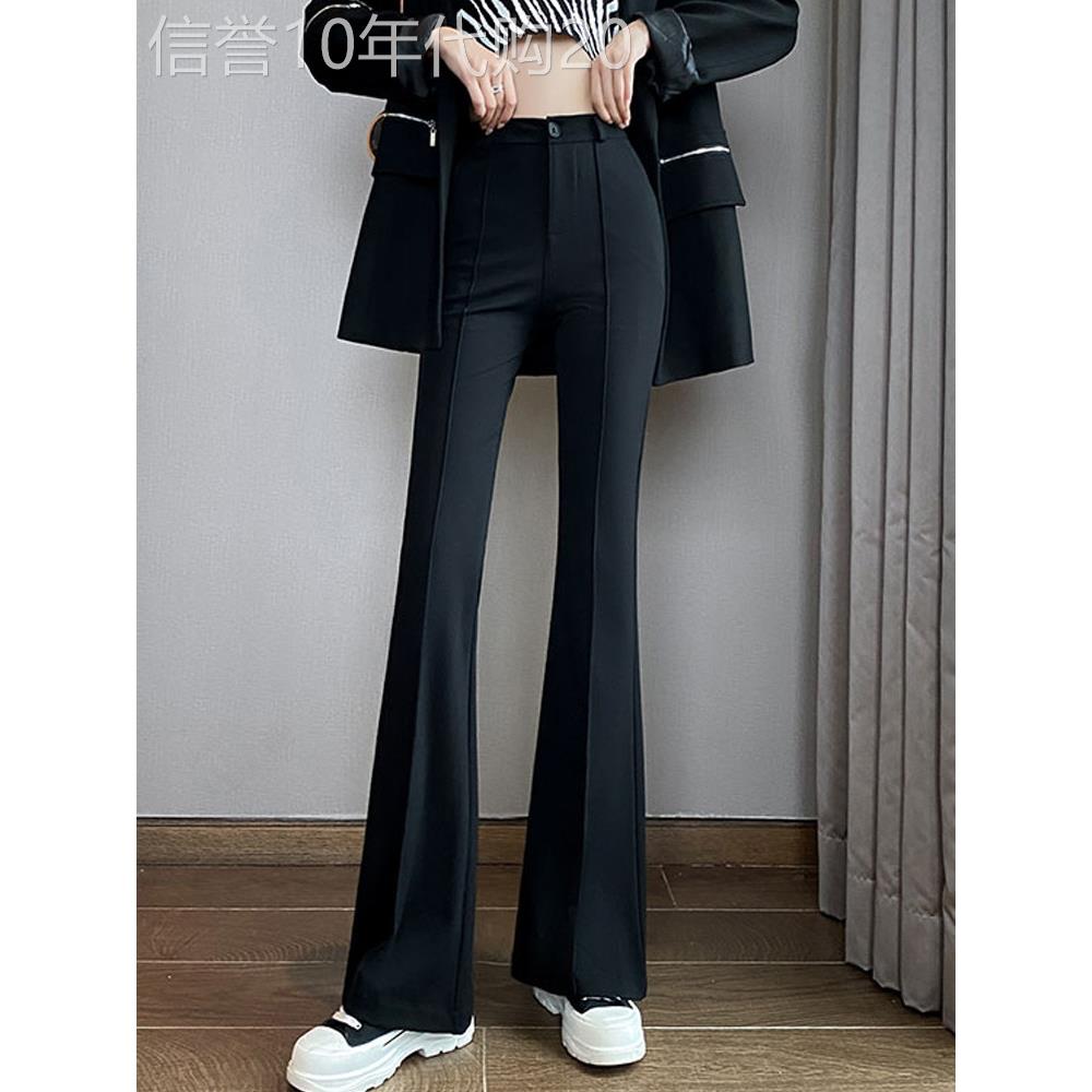 黑色喇叭裤女士夏季2026新款高腰显瘦小个子微喇休闲阔腿西装裤子