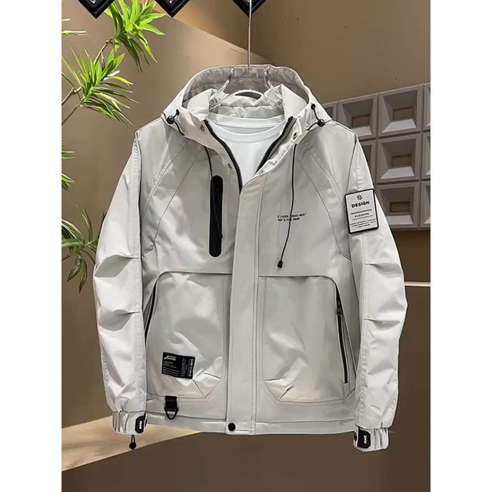 代购二棉外套男士冲锋衣连帽棉服男款冬季防寒保暖痞帅工装夹克男