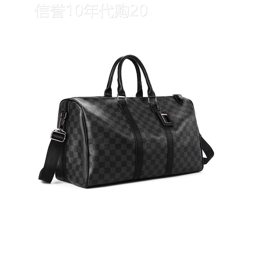 香港代购时尚格子旅行包男健身包短途出差手提包大容量休闲登机包