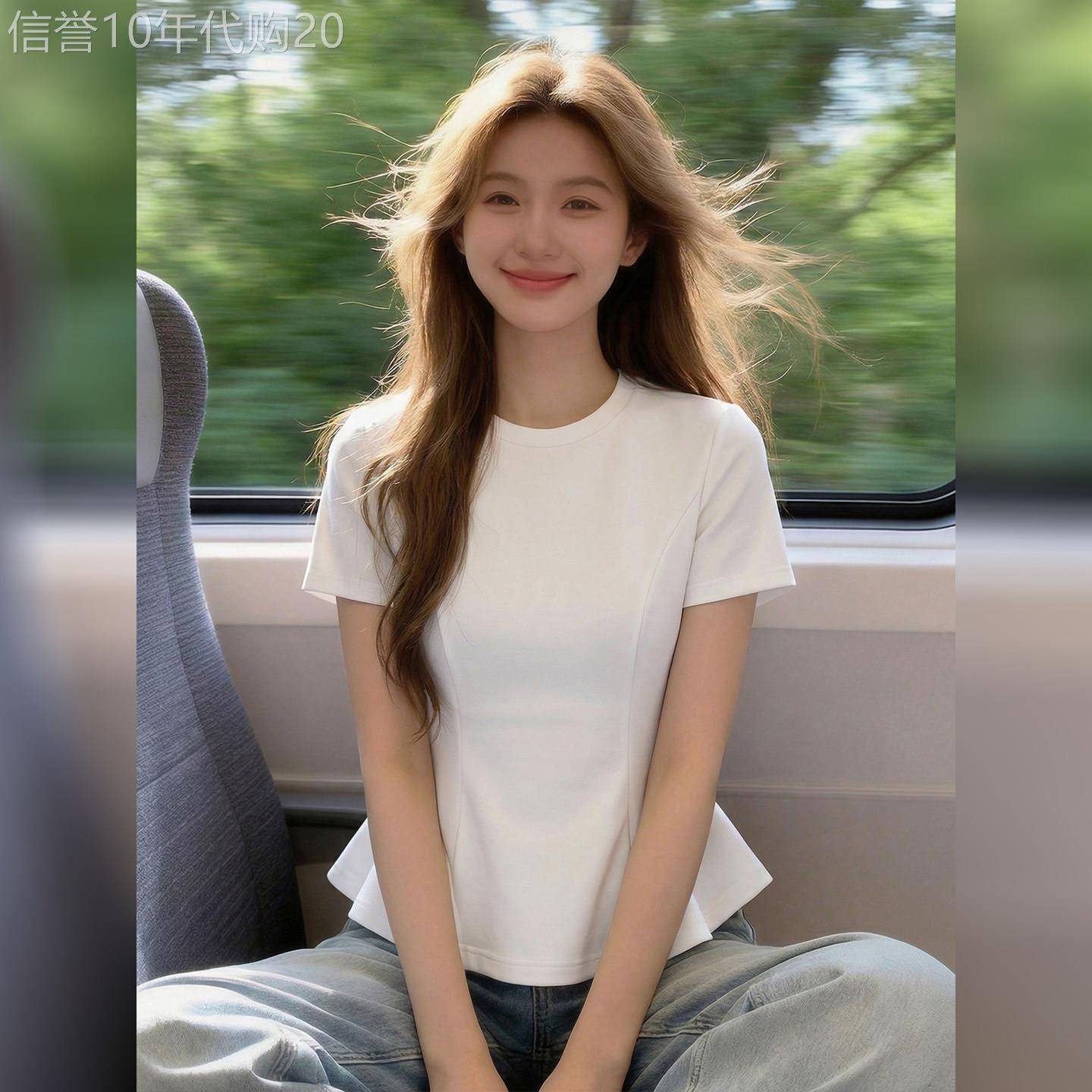 韩版白色圆领纯棉短袖t恤女2026新款夏季内搭打底衫百搭简约上衣