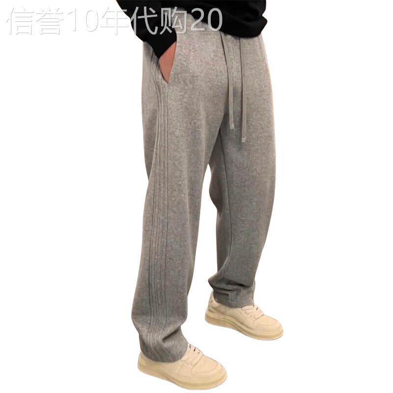 潮牌秋季直筒弯刀运动休闲裤男女款香蕉长裤宽松纯色阔腿百搭卫裤