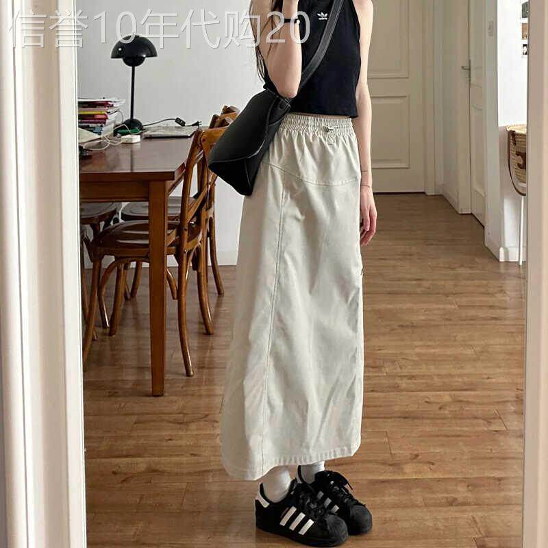 工装半身裙女2025新款夏季a字高腰中长款显瘦小个子休闲包臀裙子