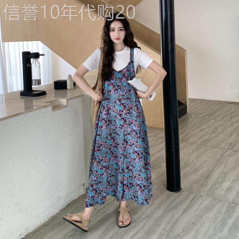 蓝色复古碎花阔腿抱婴袋裤女2026夏季轻薄垂感显瘦高级感宽松连身