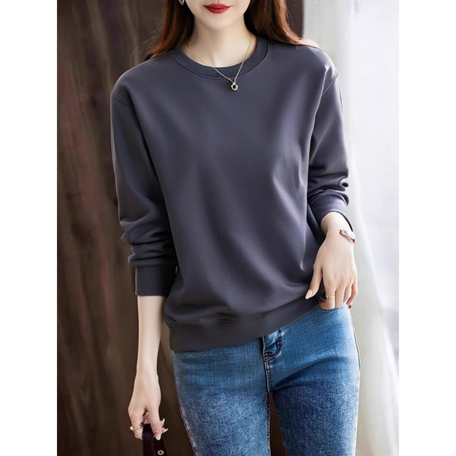 潮牌CVY正肩纯棉卫衣女2025秋冬新款运动打底衫加绒长袖显瘦上衣