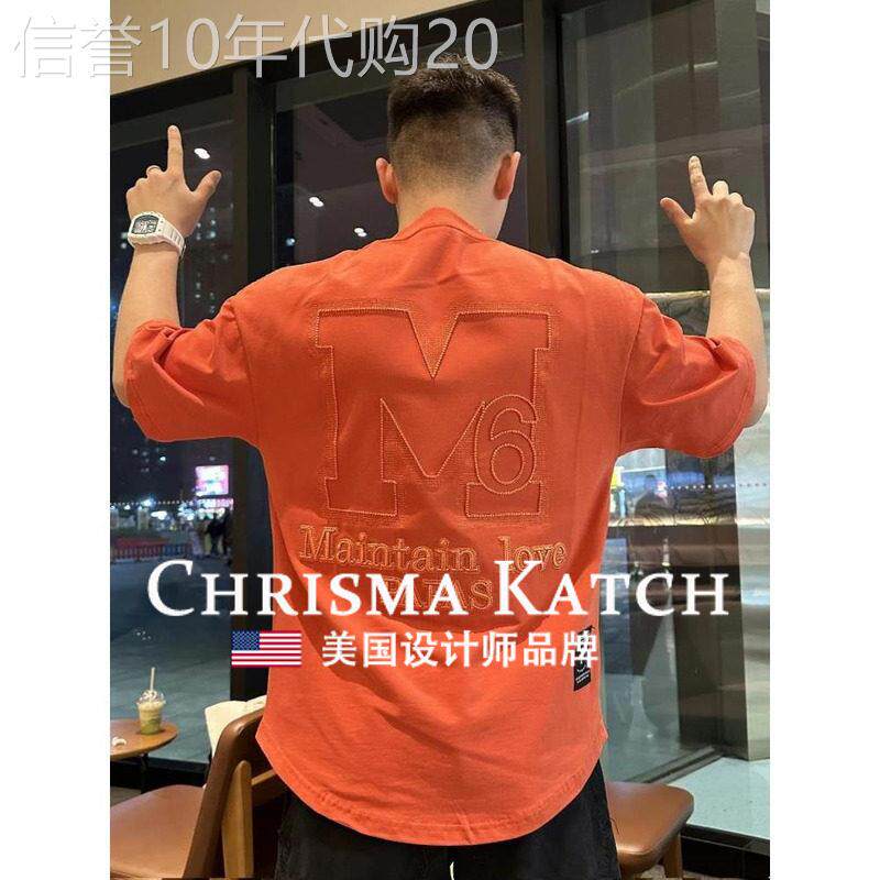 出口美国⭐Chrisma Katch~刺绣字母圆领短袖时尚百搭宽松透气T恤
