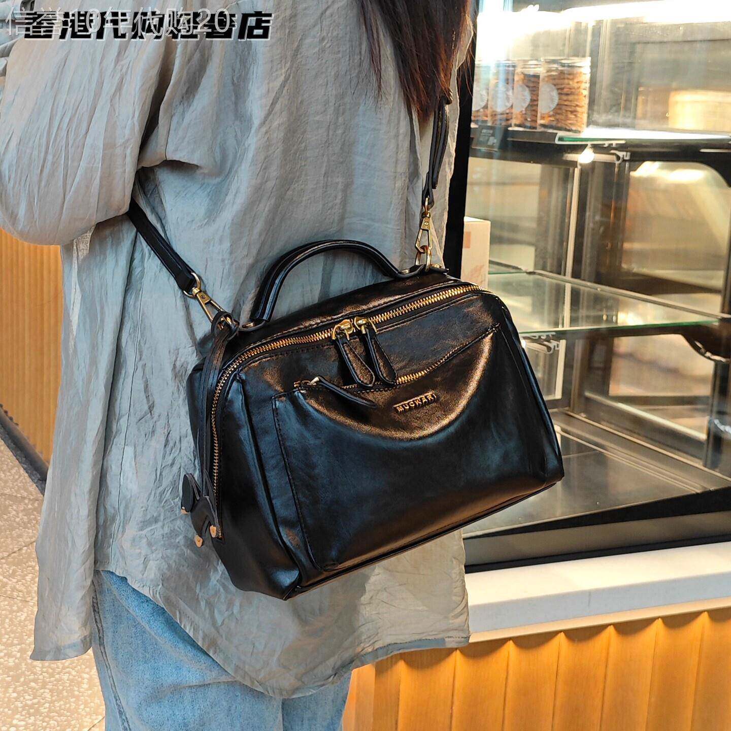 法国ZAMP新款时尚真皮女包大容量单肩包百搭复古斜挎包通勤枕头包