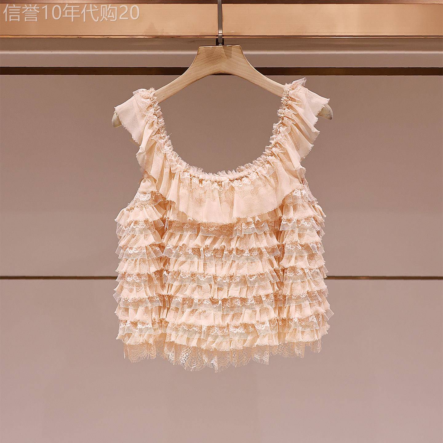 法式甜美风蕾丝荷叶边无袖吊带背心女夏2026新款修身显瘦轻奢上衣