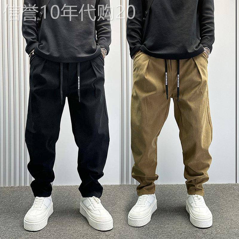 工装裤男春秋季高级感复古直筒休闲裤子男士潮牌宽松哈伦运动长裤