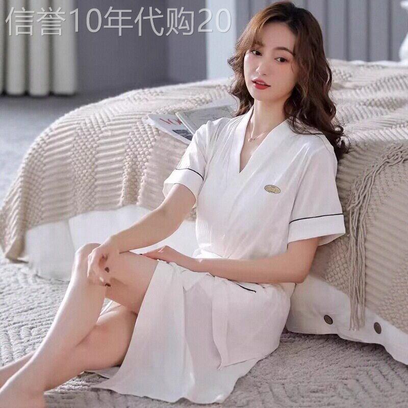 莫代尔睡袍女夏季短袖冰丝高级感中长款浴袍夏天夏款薄款大码睡衣