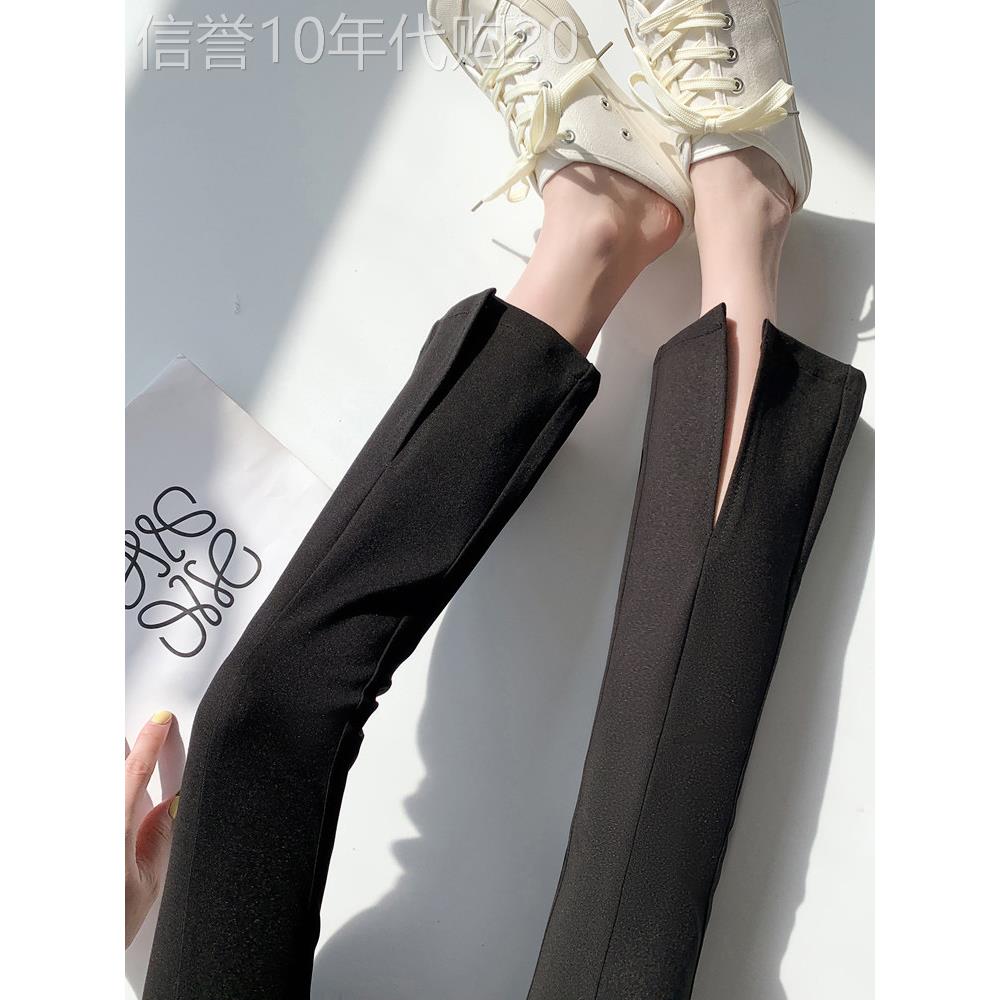 黑色开叉微喇叭裤女装2026夏季新款修身西装裤百搭显瘦九分马蹄裤