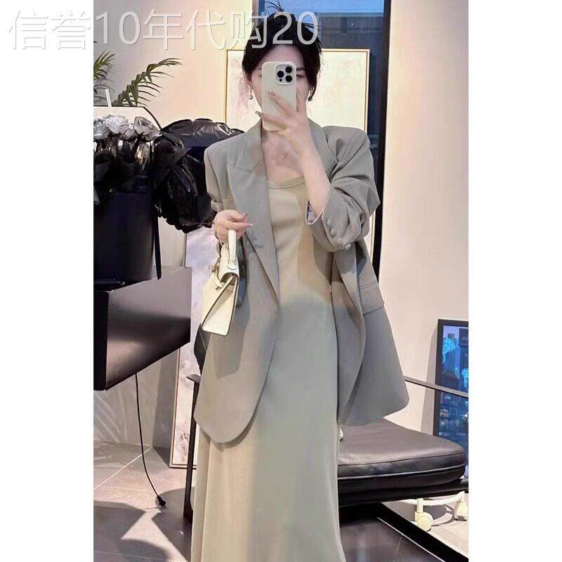 潮牌职场高级感穿搭套装女2025春秋季小香风西装吊带连衣裙两件套