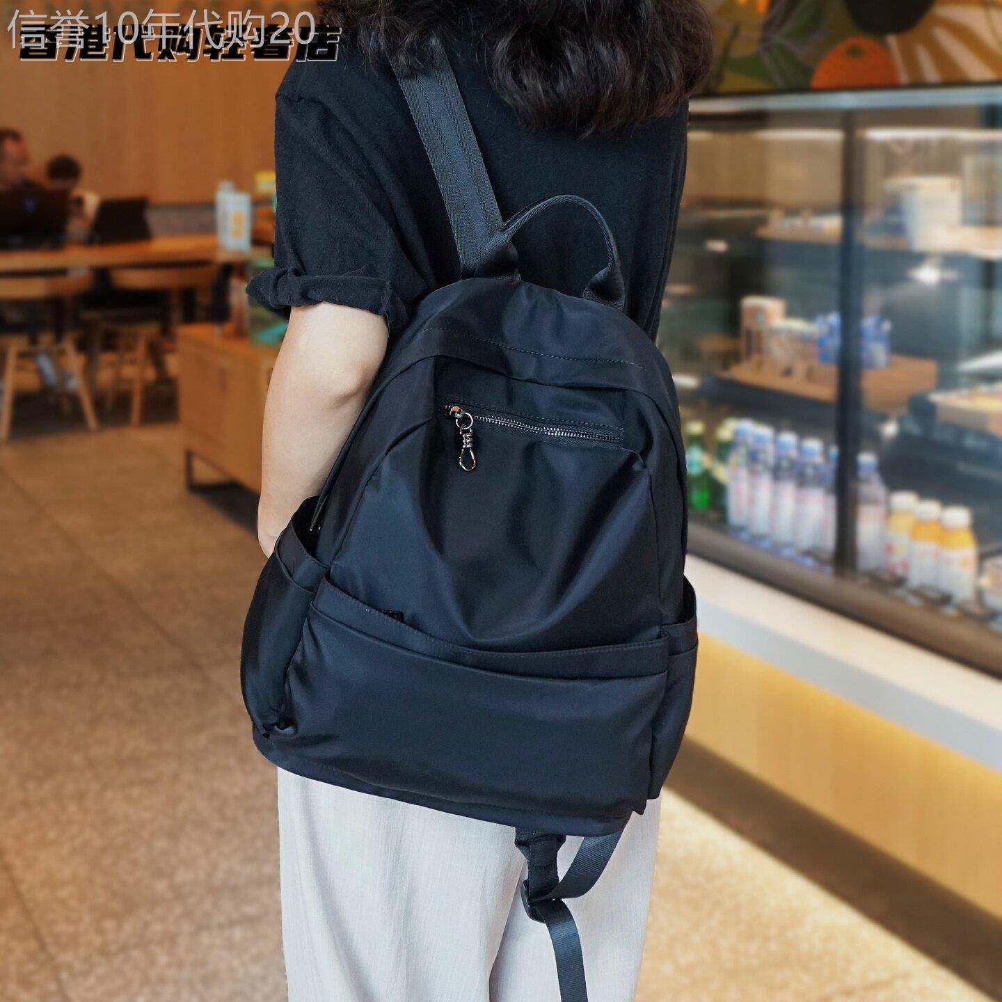 法国ZAMP轻便简约防水纯色双肩包女士大容量松弛旅行百搭牛津背包