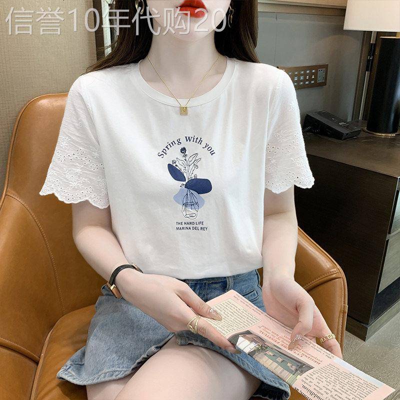 白色短袖T恤女装2026夏季新款显瘦时尚正肩小个子洋派雪纺衫上衣