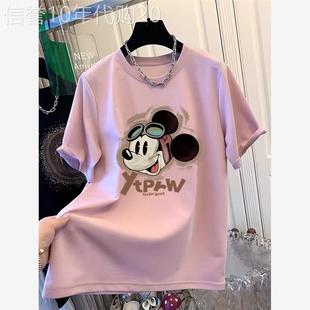 韩国2025纯棉短袖t恤女中长款遮屁股宽松休闲大码半袖上衣夏季潮