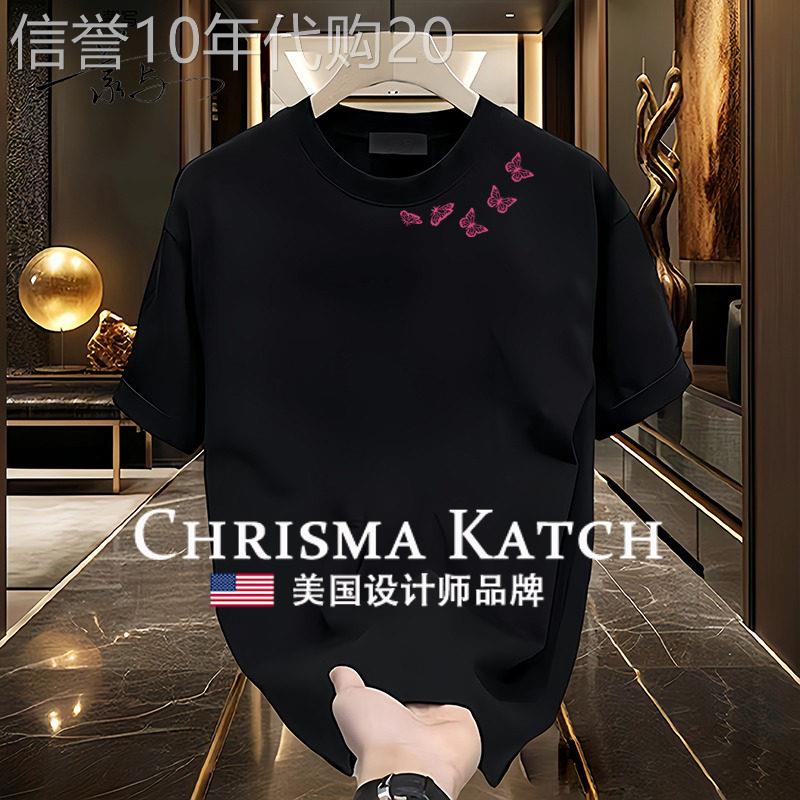 出口美国⭐Chrisma Katch~重磅纯棉短袖美式个性透气黑色圆领短袖