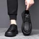 2024春季 新款 潮流英伦圆头厚底真皮黑色正装 香港潮牌男鞋 休闲皮鞋