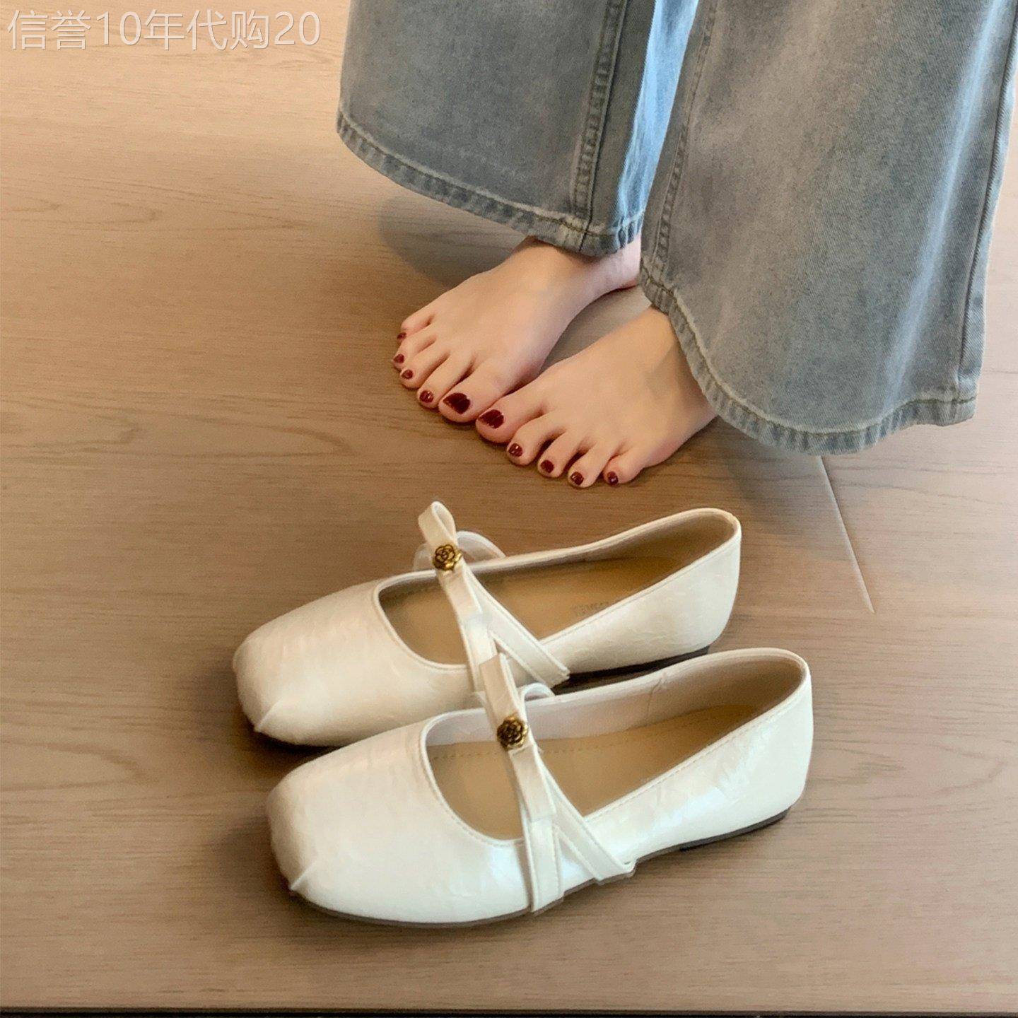 英国DHWA法式单鞋女款夏季配裙子晚晚瓢鞋绝美一脚蹬玛丽珍女鞋子