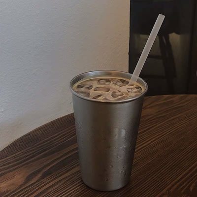 ins北欧风冰拿铁杯咖啡杯冷饮杯果汁杯气泡水杯不锈钢奶茶杯500ml