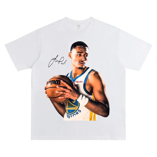 美式普尔复古印花短袖T恤男潮纯棉重磅宽松夏季做旧水洗半袖上衣