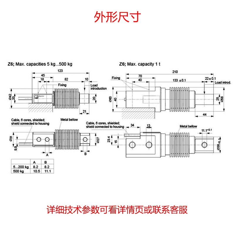 HBM称重传感器Z6FD1u Z6FC3波纹管称重传感器皮带秤料罐
