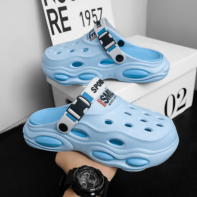 洞洞鞋男生2025新款增高防滑厚底办公室拖鞋夏季外穿包头凉鞋,流行男鞋,休闲拖鞋,淘宝优惠券,粉丝福利购,淘宝优惠卷